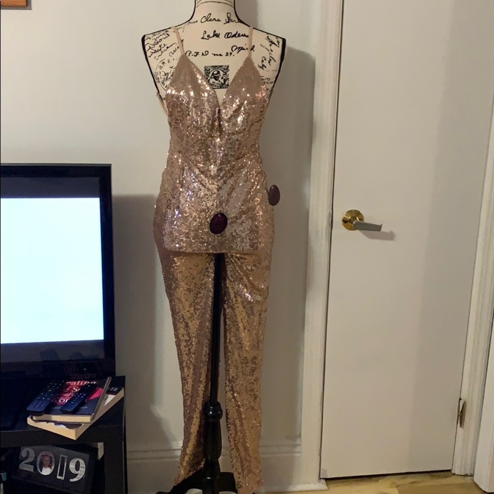 Rose Gold Sequins Jumpsuit